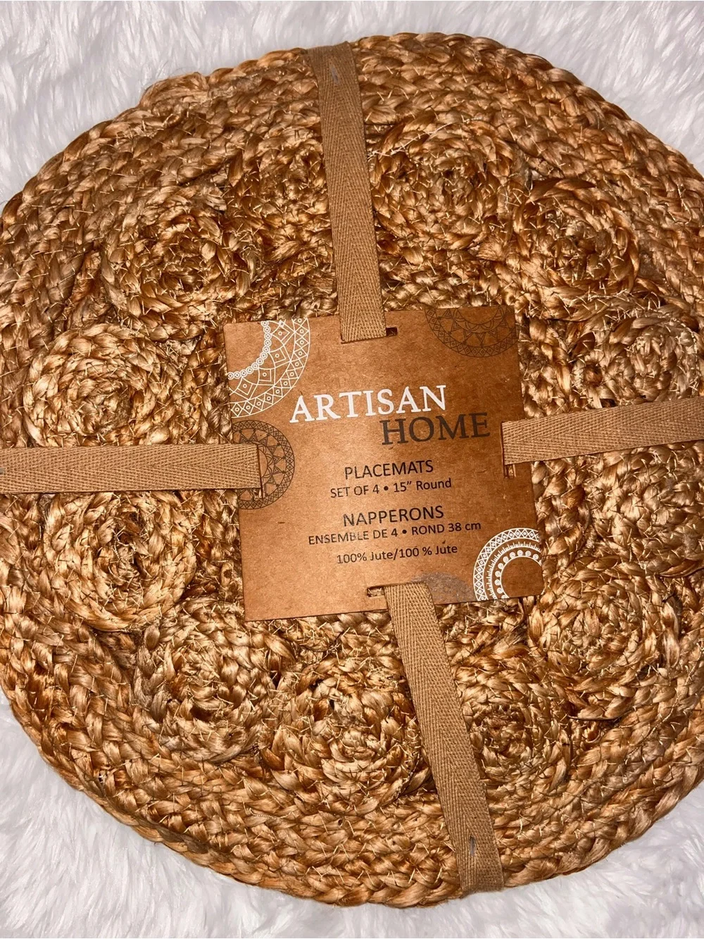 Artisan Brown Woven Jute Round Placemat Set